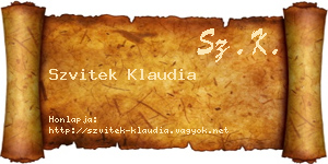 Szvitek Klaudia névjegykártya